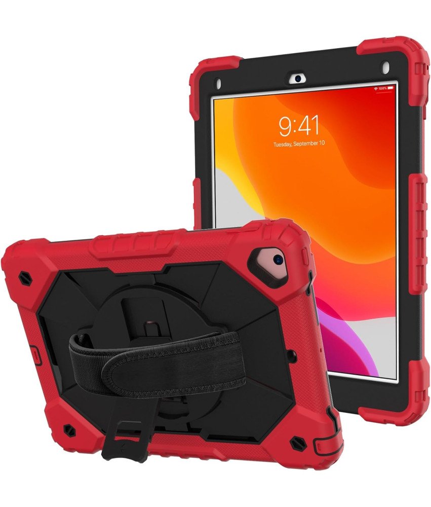 Etui do Samsung Galaxy Tab A7 z Podstawką i Paskiem na Ramię Czerwone