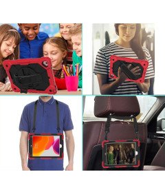 Etui do Samsung Galaxy Tab A7 z Podstawką i Paskiem na Ramię Czerwone