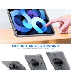 Etui do iPad 10.2” 2019/2020 z Podstawką i Paskiem na Ramię Szare