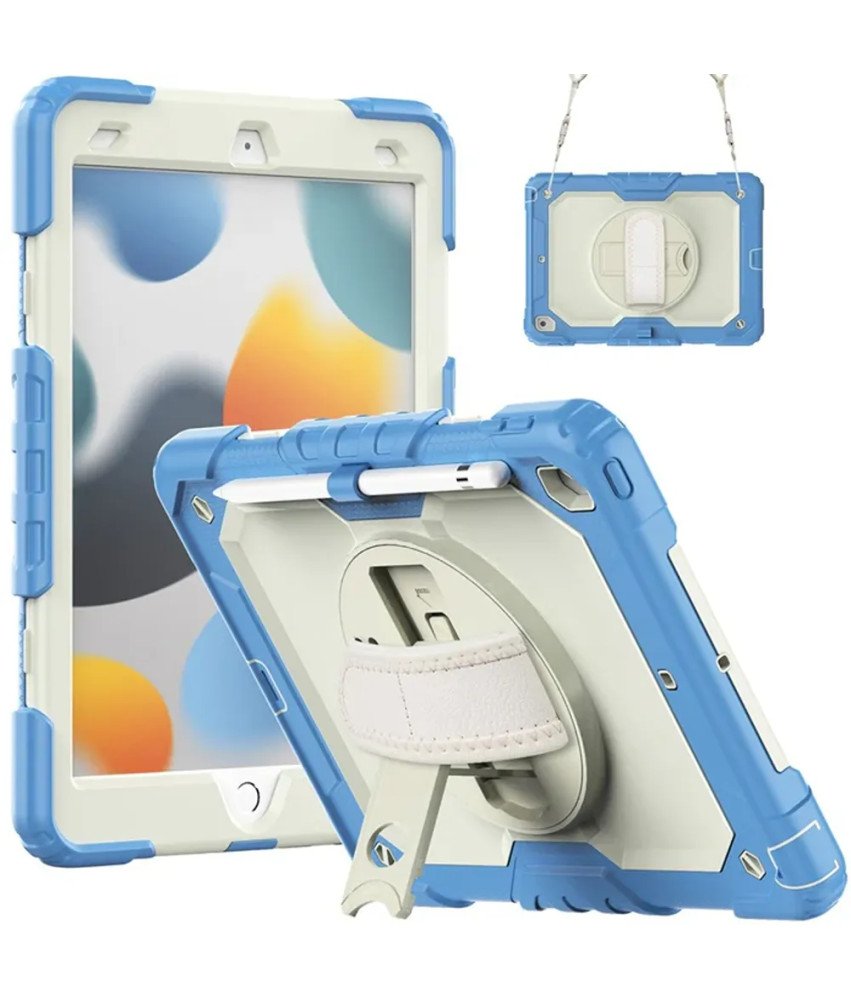 Etui do iPad 9/8/7 10.2" z Podstawką i Paskiem na Ramię Niebieskie