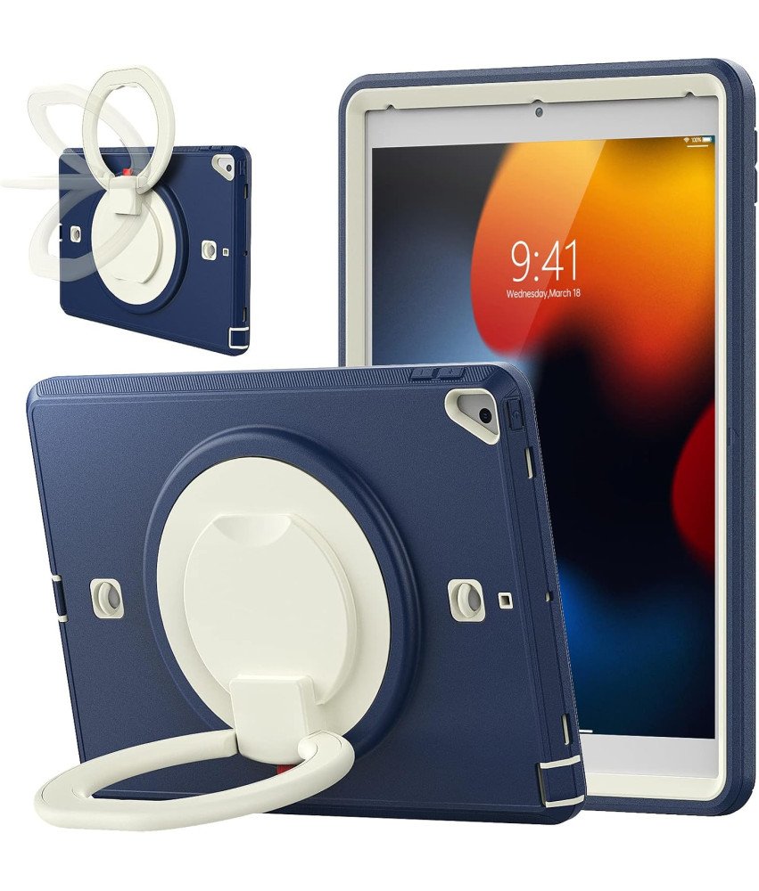 Ohišje za iPad 9/8/7 10,2" s stojalom in naramnim pasom mornariško modro