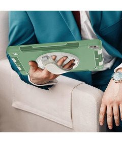 Ohišje za iPad 9/8/7 10,2" oklepljeno z vrtljivim stojalom zeleno