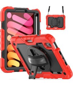 Etui do iPad Mini 6 8,3” z Podstawką i Paskiem na Ramię Czerwone