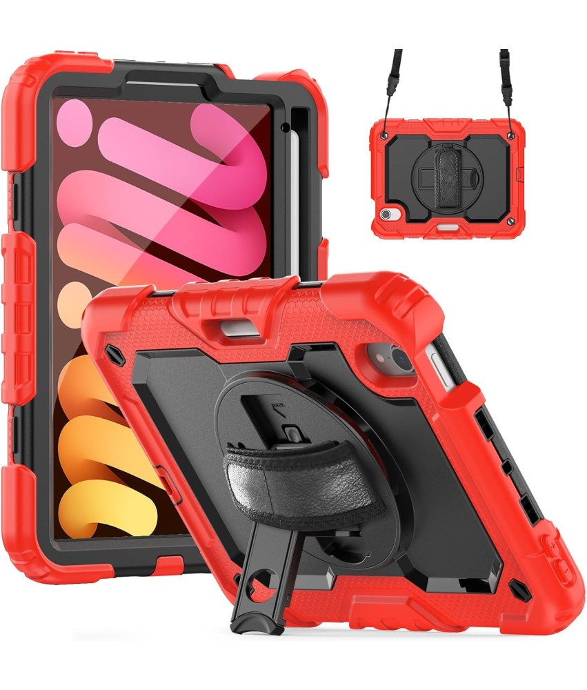 Ohišje za iPad Mini 6 8,3" s stojalom in naramnico Rdeče