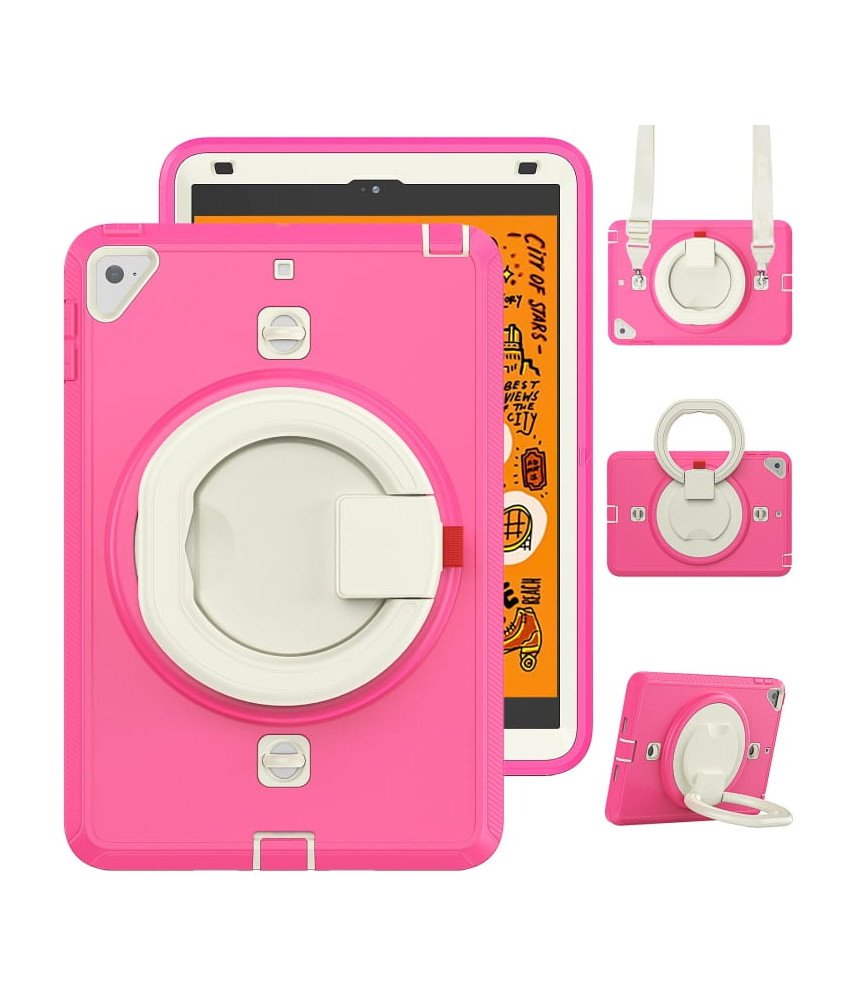 Etui do iPad Mini 4/5 7,9" z Podstawką i Paskiem na Ramię Różowe