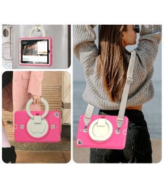 Etui do iPad Mini 4/5 7,9" z Podstawką i Paskiem na Ramię Różowe