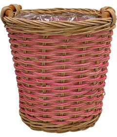 MIJOMA Zestaw 2 Doniczek rattanowych, Brązowo-Różowe, Uniwersalne