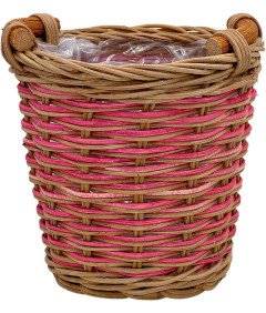 MIJOMA Zestaw 2 Doniczek rattanowych, Brązowo-Różowe, Uniwersalne