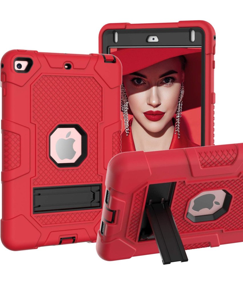 Etui do iPad 9/8/7 10.2" Pancerne z Podstawką Czerwone