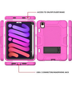 Etui do iPad Mini 6 8.3" z Podstawką i Miejscem na Rysik Różowe