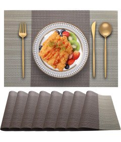 Elegantne namizne podloge 8pcs toplotno odporne PVC rjave barve 30x45cm