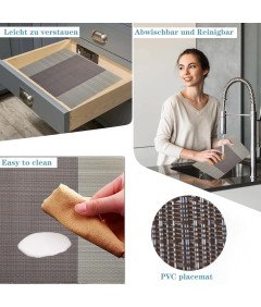 Elegantne namizne podloge 8pcs toplotno odporne PVC rjave barve 30x45cm