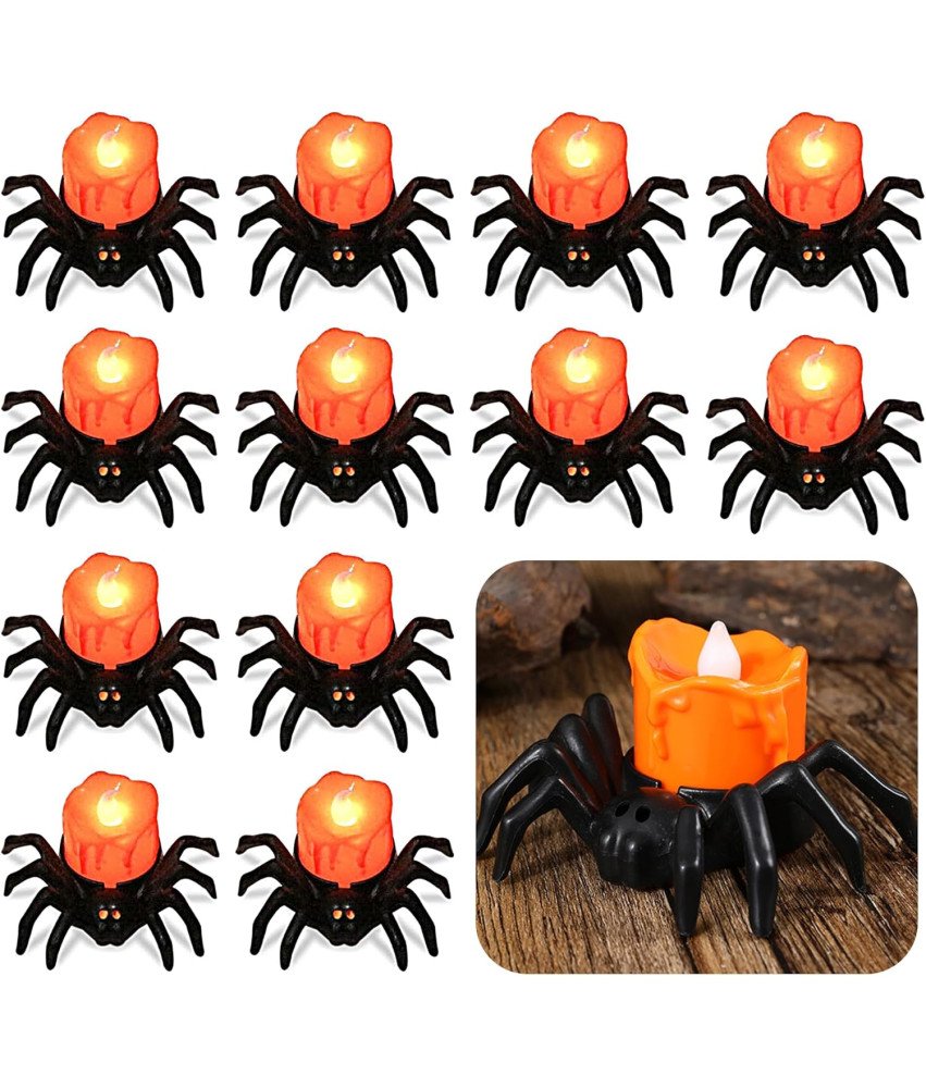 Komplet 12 sveč LED v obliki pajka za noč čarovnic