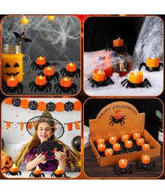 Komplet 12 sveč LED v obliki pajka za noč čarovnic