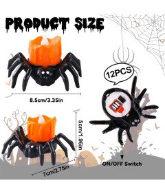 Komplet 12 sveč LED v obliki pajka za noč čarovnic