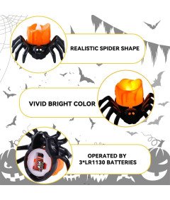 Komplet 12 sveč LED v obliki pajka za noč čarovnic