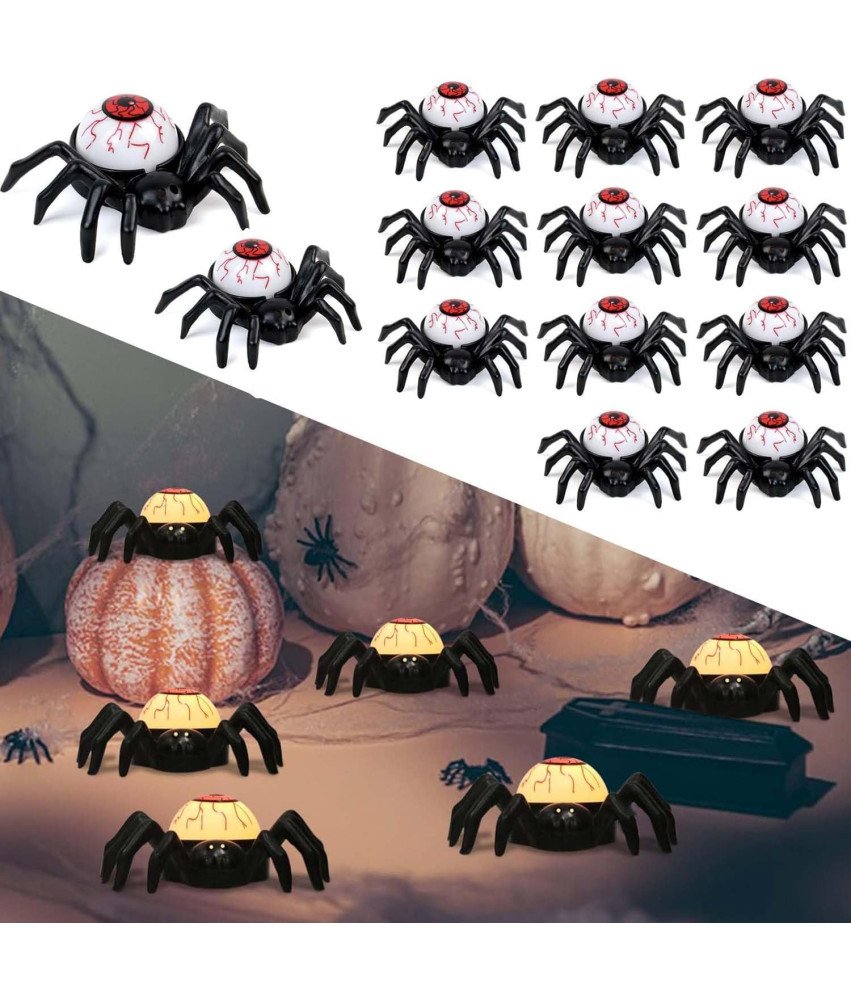 Komplet 12 sveč LED v obliki pajka za noč čarovnic