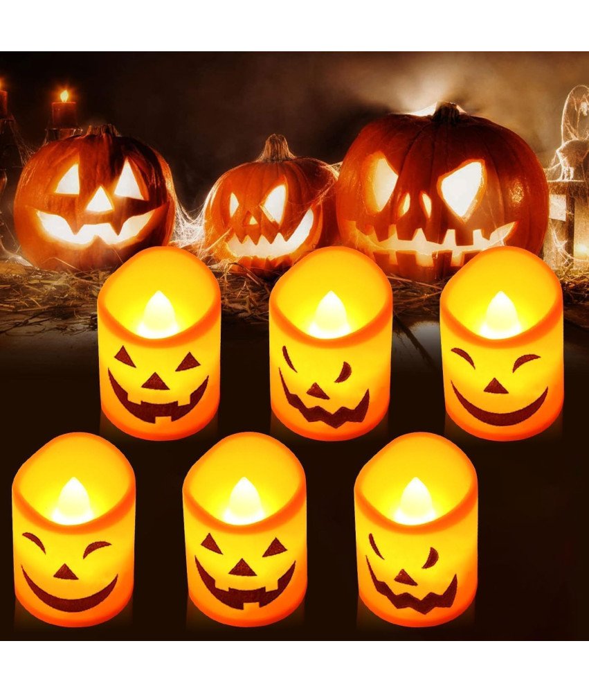 Sunshine Smile Set 6 LED sveč Halloween dekoracija Orange