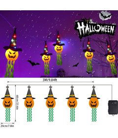 LED Girland Halloween dekoracija 5 buč s svetlečimi klobuki 3 m