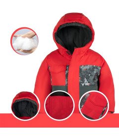 SMONTY Dziecięcy Dwuczęściowy Kombinezon Narciarski Czarno-Czerwony XS