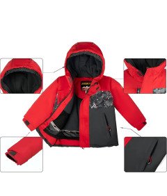 SMONTY Dziecięcy Dwuczęściowy Kombinezon Narciarski Czarno-Czerwony XS