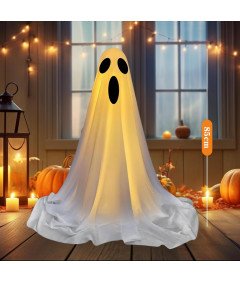 Stoječi strašljivi duh, ki se sveti za noč čarovnic 85 cm bela
