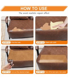 Komplet popravil za usnje Samolepilni obliži 20 cm x 28 cm Svetlo rjava