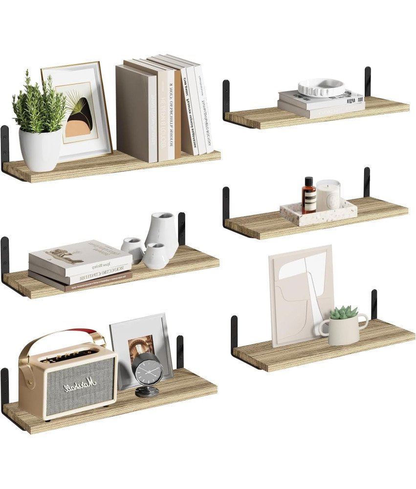 Zestaw Drewnianych Półek Ściennych 6 sztuk 40 x 15 cm