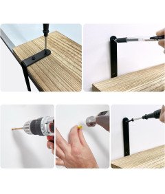 Zestaw Drewnianych Półek Ściennych 6 sztuk 40 x 15 cm