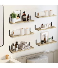 Zestaw Drewnianych Półek Ściennych 6 sztuk 40 x 15 cm