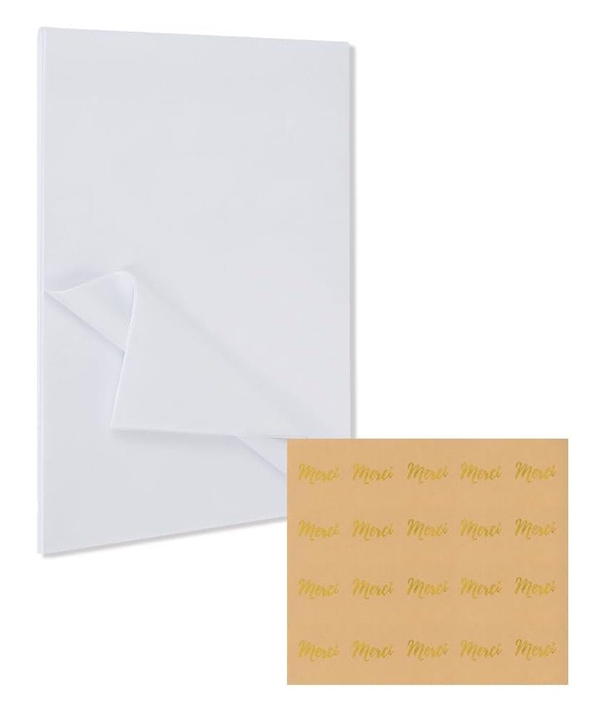 Tkaninski papir z nalepkami Zahvala Bela 40 x 60 cm 40 kosov