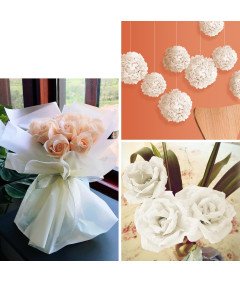 Tkaninski papir z nalepkami Zahvala Bela 40 x 60 cm 40 kosov