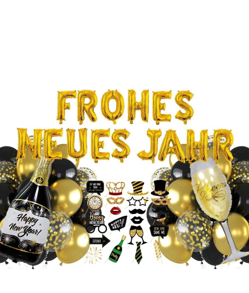 Zestaw Balonów na Nowy Rok XXL 72 szt Dekoracji Złote