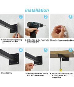 Wsporniki Regałowe 2 Sztuki Metalowe 20x2cm Obciążenie do 25kg Czarne