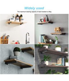 Wsporniki Regałowe 2 Sztuki Metalowe 20x2cm Obciążenie do 25kg Czarne