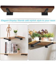 Wsporniki Regałowe 2 Sztuki Metalowe 20x2cm Obciążenie do 25kg Czarne