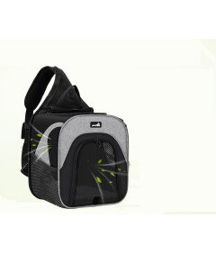 Pecute Przenośny Plecak do Transportu Zwierząt Siatkowany Szary