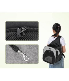 Pecute Przenośny Plecak do Transportu Zwierząt Siatkowany Szary