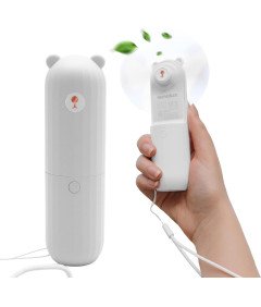 Senelux ročni ventilator z medvedkom 2500 mAh USB prenosni beli