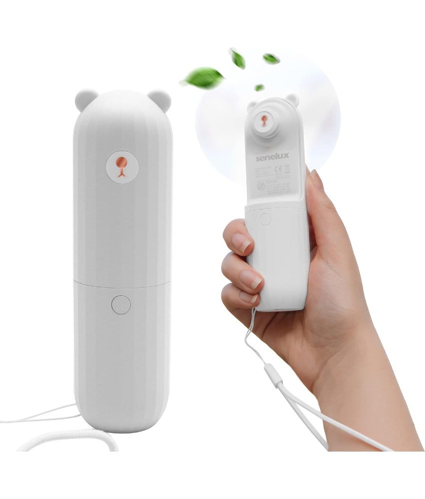 Senelux ročni ventilator z medvedkom 2500 mAh USB prenosni beli