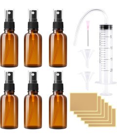 RYMALL Zestaw 6 szklanych butelek z rozpylaczem 10 ml z akcesoriami