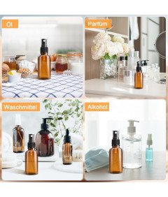RYMALL Zestaw 6 szklanych butelek z rozpylaczem 10 ml z akcesoriami