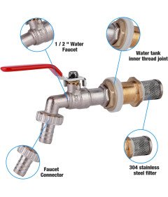 IBC Kurek Spustowy 1,27 cm Mosiężny Filtrujący z Taśmą Uszczelniającą