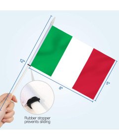 Komplet italijanskih zastav Ročna zastava 13 x 20 cm 12 kosov s 30,5 cm puščico