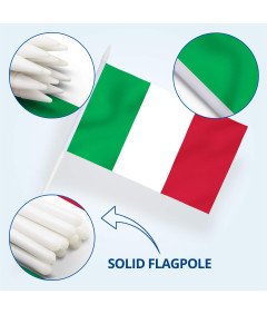Komplet italijanskih zastav Ročna zastava 13 x 20 cm 12 kosov s 30,5 cm puščico