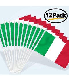 Komplet italijanskih zastav Ročna zastava 13 x 20 cm 12 kosov s 30,5 cm puščico