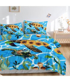 3D posteljni set z želvami 135x200cm in prevleko za vzglavnik 80x80cm