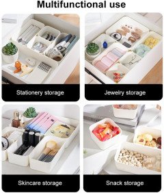 Mecmbj Komplet za organiziranje predalov 9 kosov različnih velikosti Bela