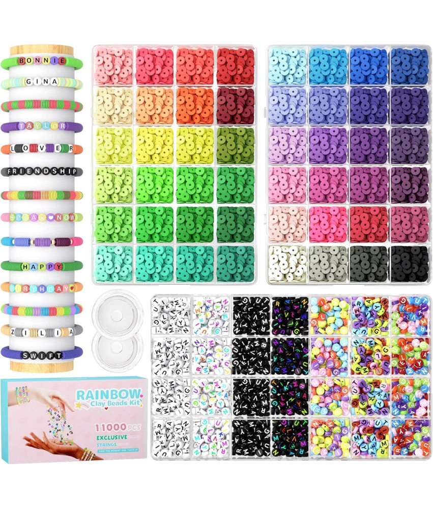 Zestaw 11000 Koralików 48 Kolorów 7 Rodzajów Liter Tworzenie Biżuterii