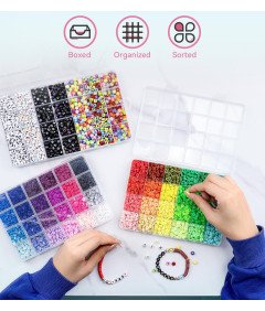 Zestaw 11000 Koralików 48 Kolorów 7 Rodzajów Liter Tworzenie Biżuterii
